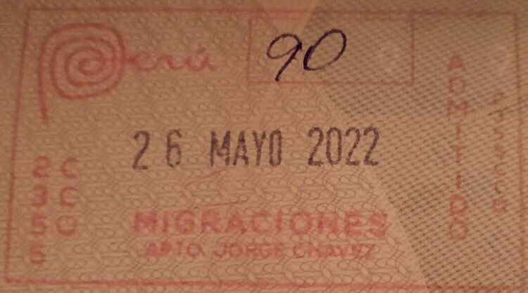 Peruvian entry stamp