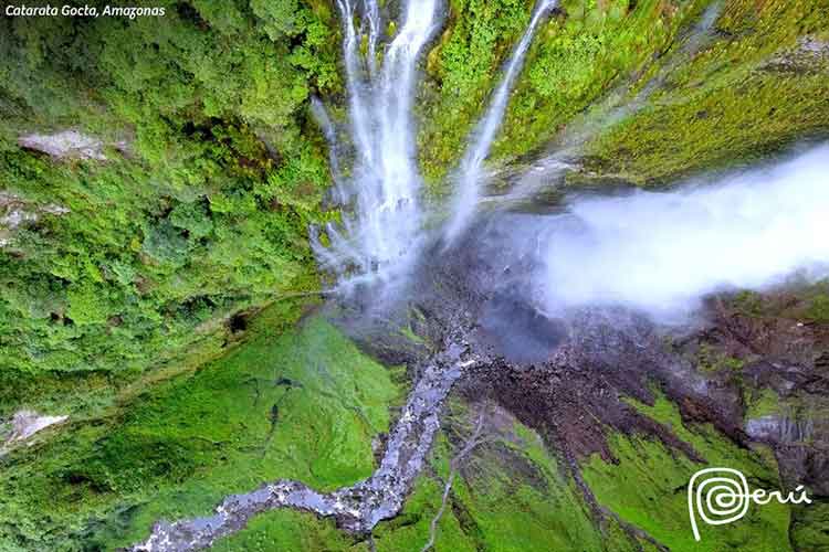 gocta falls from above peru