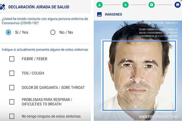 Health declaration and taking a selfie pre registration Migraciones Peru