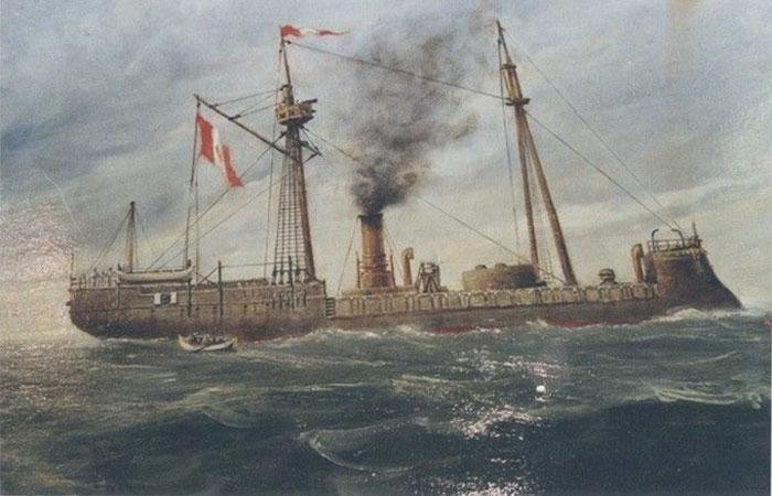 Peru's battleship Huascar under command of Rear Admiral Grau Battleship Huascar Peru