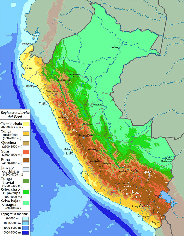 Map of Peru - natural regions