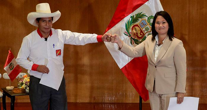 Presidential candidates Pedro Castillo and Keiko Fujimori 2021 pedro castillo and keiko fujimori fighting for presidency peru