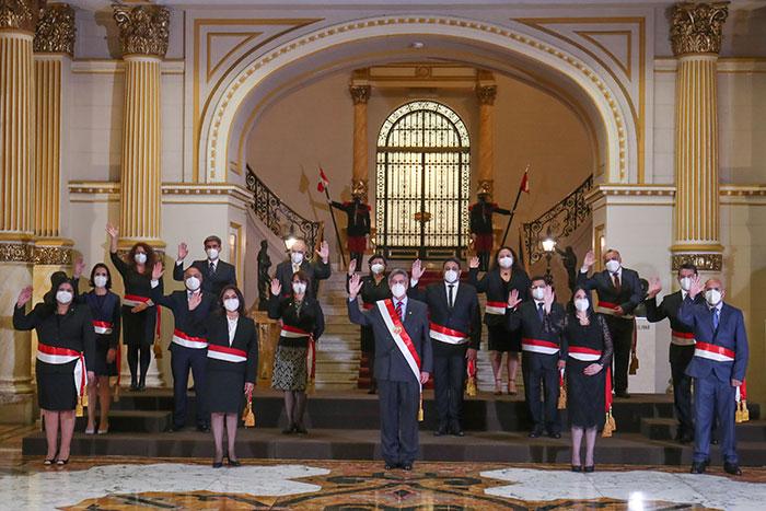 Peruvian President Sagasti and his Council of Ministers