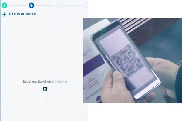 The Pre Registro Migraciones app asks to scan your boarding pass Scan boarding pass - pre registration migraciones peru
