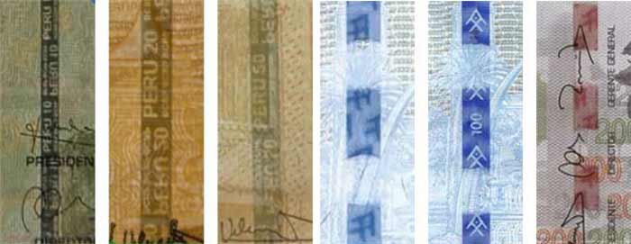 security stripe peruvian banknotes 