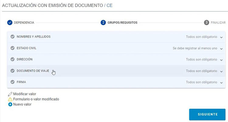 Actualización de datos con emisión de documento Update migraciones information with issuance of a new carne