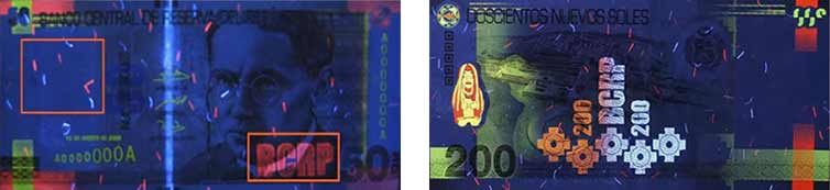 fluorescent features peruvian banknotes
