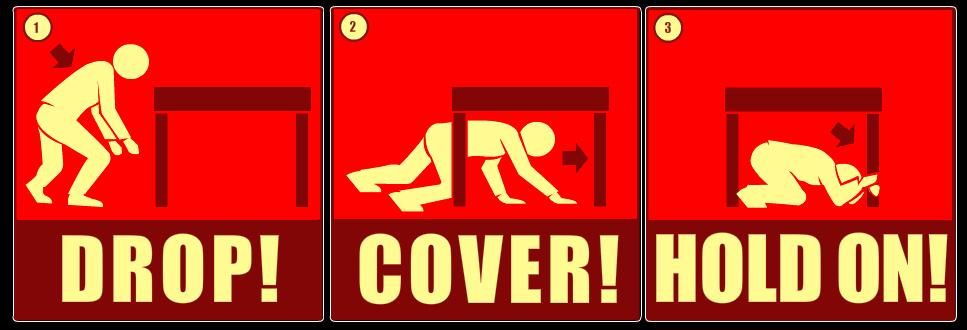 How to behave during an earthquake - Drop, Cover and Hold on Method