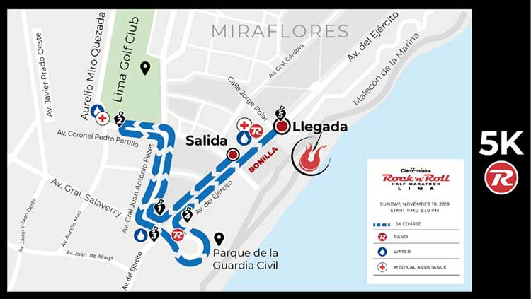 claro rocknroll run lima map 5k course