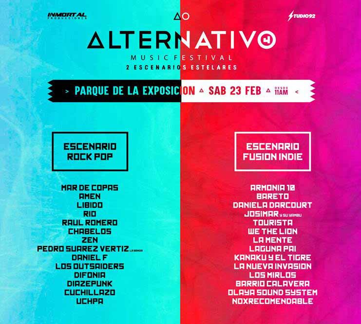 line up artists alternativo music festival 4 2019