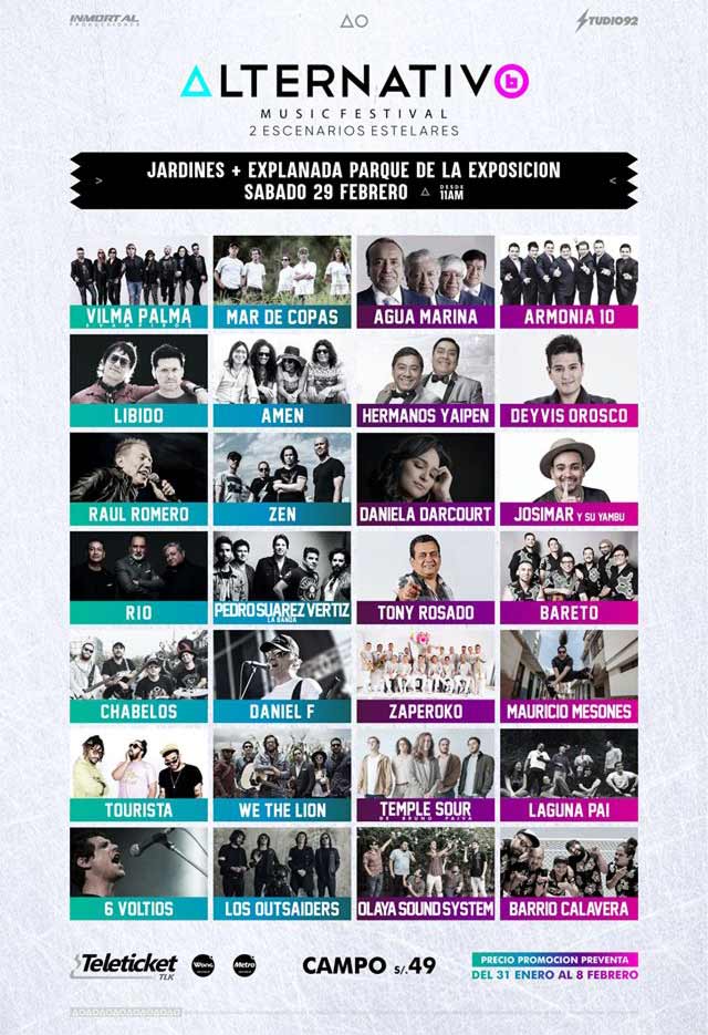 lineup alternativo music festival 6 lima 2020
