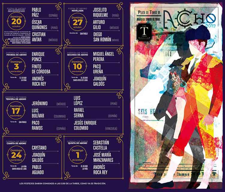 Program of the Acho 2019 bullfight festival in Lima