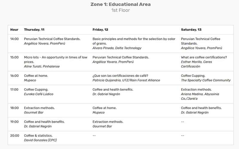 program expo cafe 2018 lima first floor