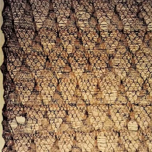 Chancay Culture Gauze with Triangular Patterning (1200-1400 A.D.), 78 x 85 cm, Chancay Valley (Amano Museum, Lima)