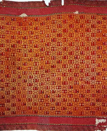 Chancay Culture Checkerboard Tapestry (1200-1400 A.D.), 237 x 203 cm, Chancay Valley (Amano Museum, Lima) Chancay Culture Checkerboard Tapestry (1200-1400 A.D.), 237 x 203 cm, Chancay Valley (Amano Museum, Lima)