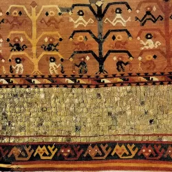 Chimú Culture Tapestry Tunic with Golden Spangles (1200 A.D.), 50 x 118 cm (Los Angeles County Museum) Chimú Culture Tapestry Tunic with Golden Spangles (1200 A.D.), 50 x 118 cm (Los Angeles County Museum)