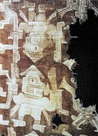 Chavín Culture Painted Tunic Fragment (900 B.C.), 240 x 56 cm, South Coast of Peru (Amano Museum, Lima) Chavín Culture Painted Tunic Fragment (900 B.C.), 240 x 56 cm, South Coast of Peru (Amano Museum, Lima)