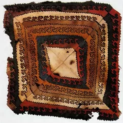 Huarmey Culture Tapestry Square (600-900 A.D.), 80 x 79 cm, Huarmey Valley, Ancash Region in Peru (Amano Museum, Lima)