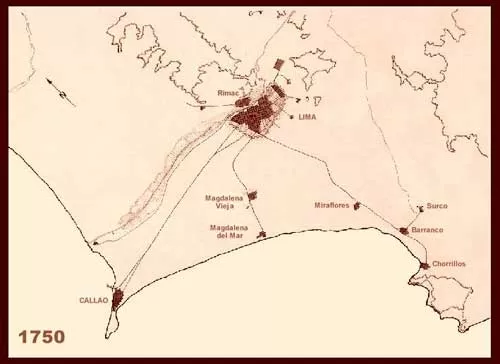 Map of Lima Lima, Peru 1750