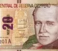 S/. 20 bill featuring Raúl Porras