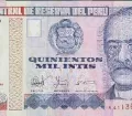 500,000 Intis banknote from 1988 with the image of the famous Ricardo Palma