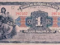 One Libra Peruana de Oro from 1922 - Old Peruvian Banknote