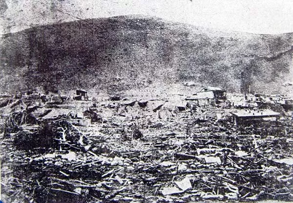 Destruction in Arica by the earthquake from 1868 Destruction in Arica by the earthquake from 1868