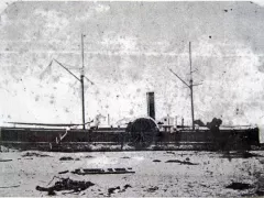Ship stranded in the dessert after the tsumami caused by the earthquake from 1868