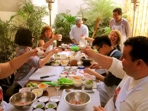 Ceviche and Pisco Sour preparation