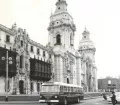 Old photgraph of the Archbishop&#039;s Palace and the Catehdral in Lima