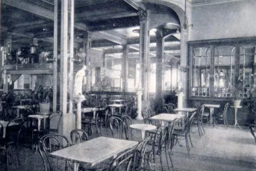 Old photograph of the inside of Palais Concert Old photograph of the inside of Palais Concert