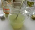 First step of the preparation of Chilcano is to mix the Pisco, lime juice and sugar syrup.