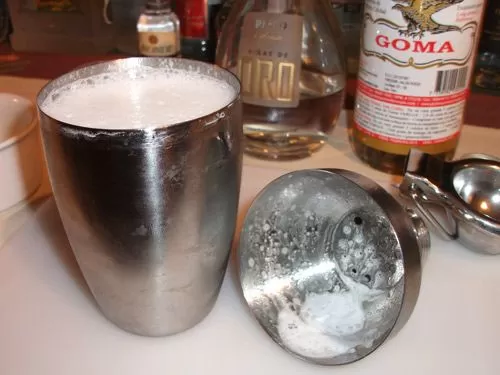 Pisco Sour: All nicely mixed with lots of foam Pisco Sour: All nicely mixed with lots of foam