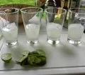 Then just pour the mixture into long drink glasses and add some ice cubes