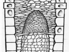 This cross section of the funerary tower shos the strcuture inside the chullpas.