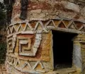 Decorated round building at Gran Pajaten in Peru