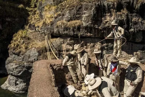 Traditional rebuilding of the Q’eswachaka Bridge