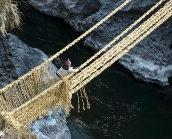 Traditional rebuilding of the Q’eswachaka Bridge