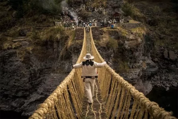 Traditional rebuilding of the Q’eswachaka Bridge