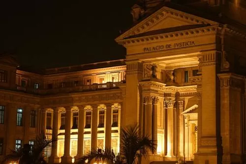 Exterior of the Justice Palace at night in Lima, Peru Exterior of the Justice Palace at night in Lima, Peru