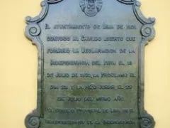 Plaque at the Municipal Palace in Lima, Peru