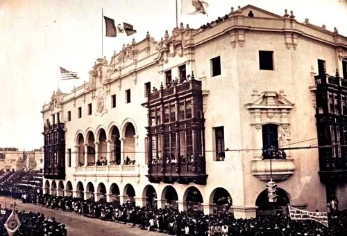 Old photograph of the Municipal Palace in Lima, Peru Old photograph of the Municipal Palace in Lima, Peru