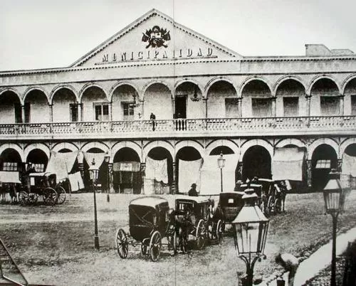 Old photograph of the Municipal Palace in Lima, Peru Old photograph of the Municipal Palace in Lima, Peru