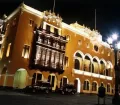 Exterior of the Municipal Palace at night in Lima, Peru