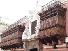 Wooden balconies at the Torre Tagle Palace in Lima, Peru