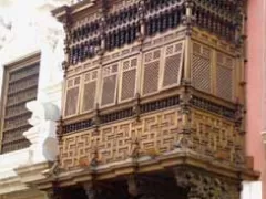 Wooden balcony at the Torre Tagle Palace in Lima, Peru