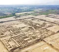 Aerial view of the Chan Chan archaeological zone in northern Peru