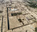 Aerial view of the Tschudi Palace inside the Chan Chan archaeological zone near Trujillo, Peru.