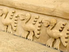 Elaborate wall decoration at the archaeological complex of Chan Chan in northern Peru