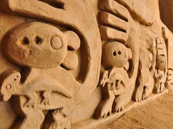Lovely wall decorations on walls at Chan Chan, Peru